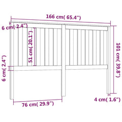 vidaXL Bed Headboard | Black | Solid Pine Wood | 166 cm | Modern | Bed Headboard 6