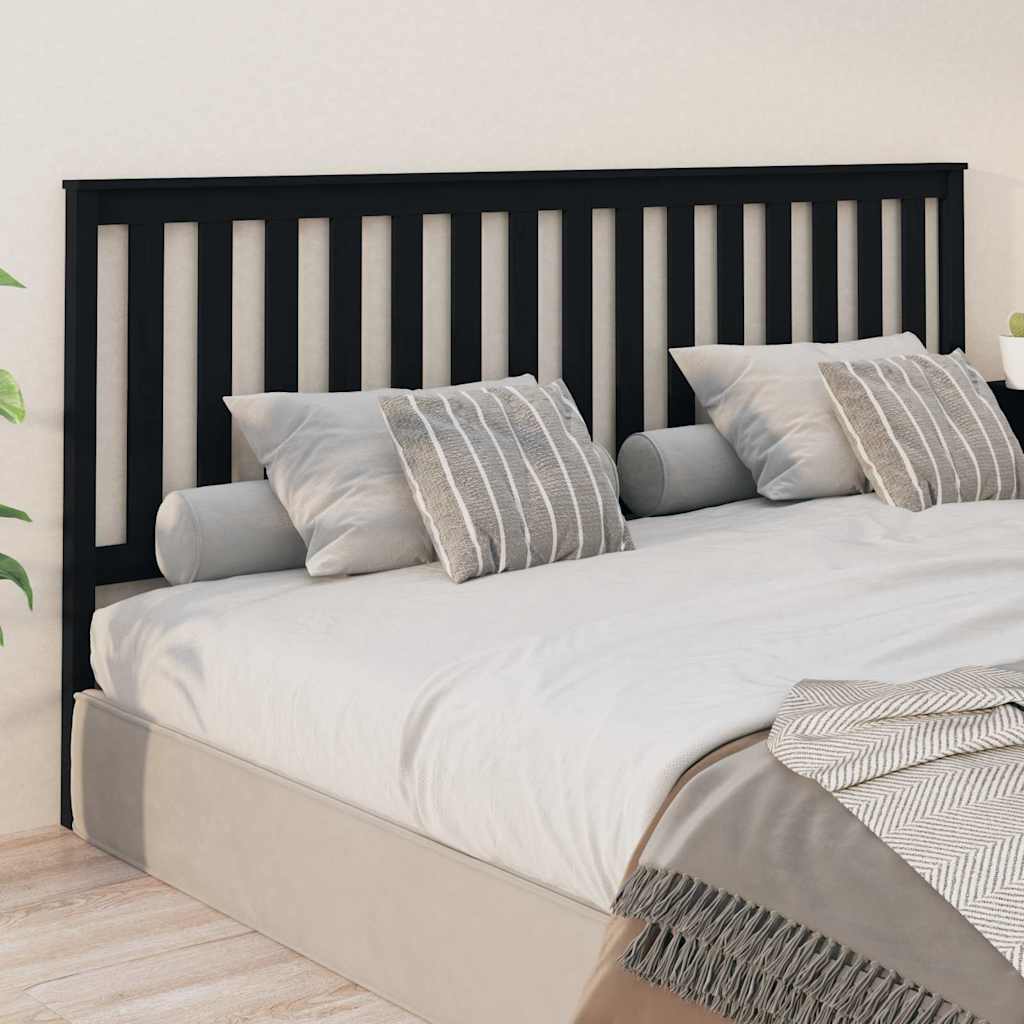 vidaXL Bed Headboard Black 206x6x101 cm Solid Wood Pine 1