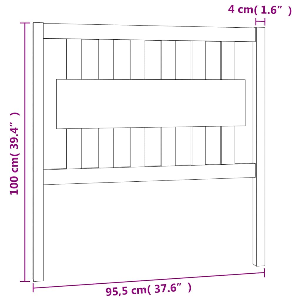 vidaXL Bed Headboard 95.5x4x100 cm Solid Wood Pine 6