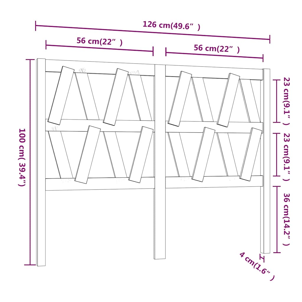 vidaXL Bed Headboard White 126x4x100 cm Solid Wood Pine 6