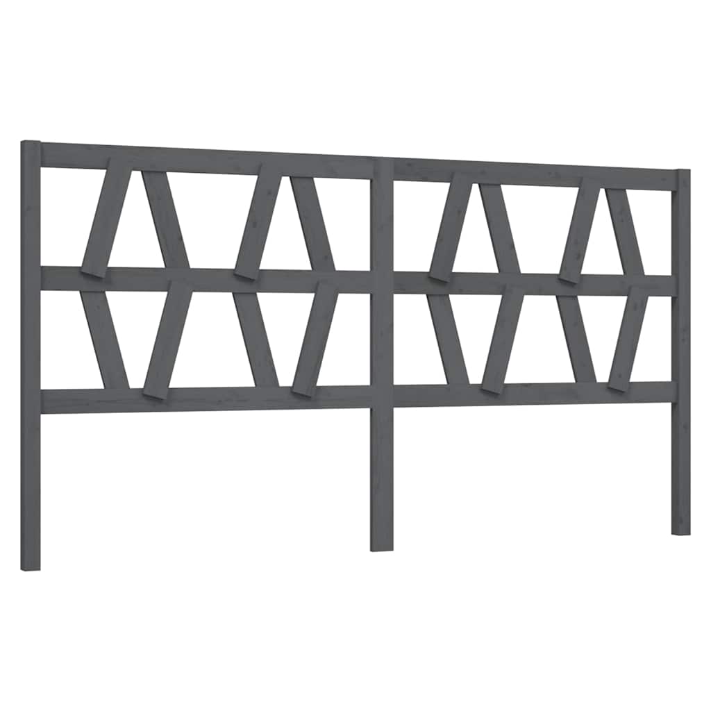 vidaXL Bed Headboard Grey 206x4x100 cm Solid Wood Pine 2