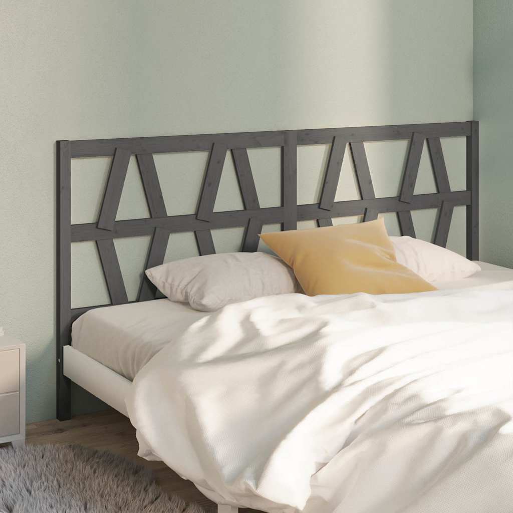 vidaXL Bed Headboard Grey 206x4x100 cm Solid Wood Pine 1