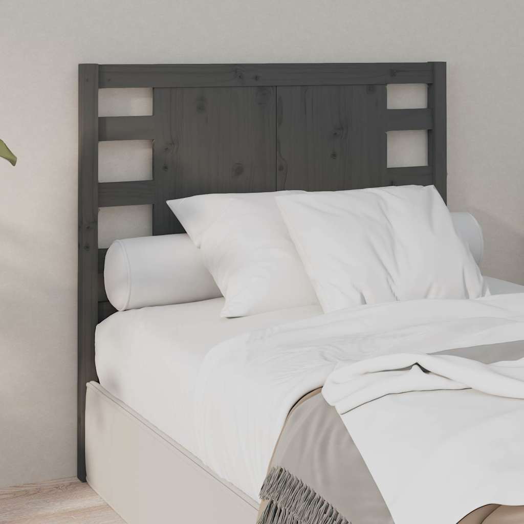 vidaXL Headboard | Grey | Solid pine wood | Decorative Inlays | Headboard 1