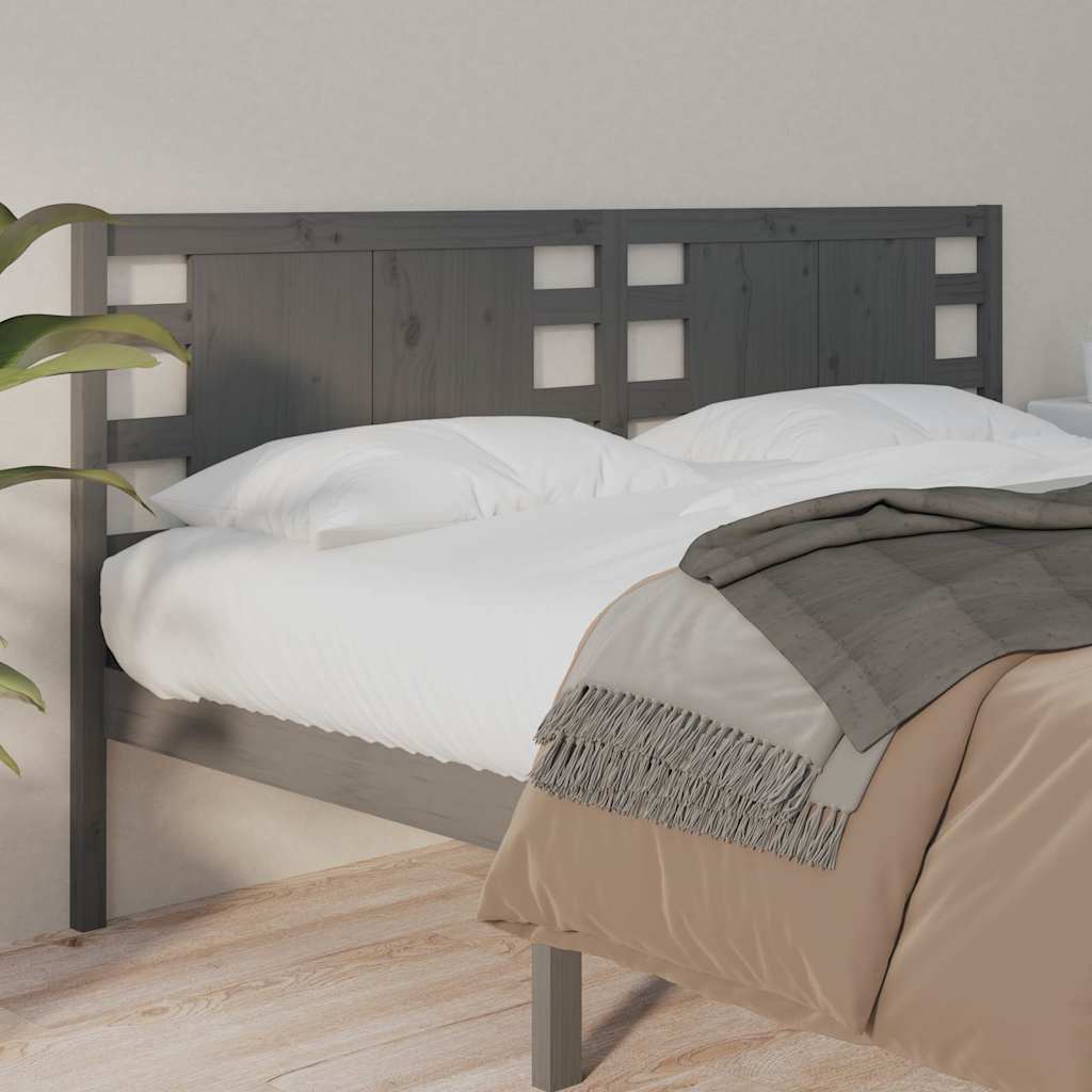 vidaXL Headboard | Grey | Solid Pine Wood | Fits standard double bed 1