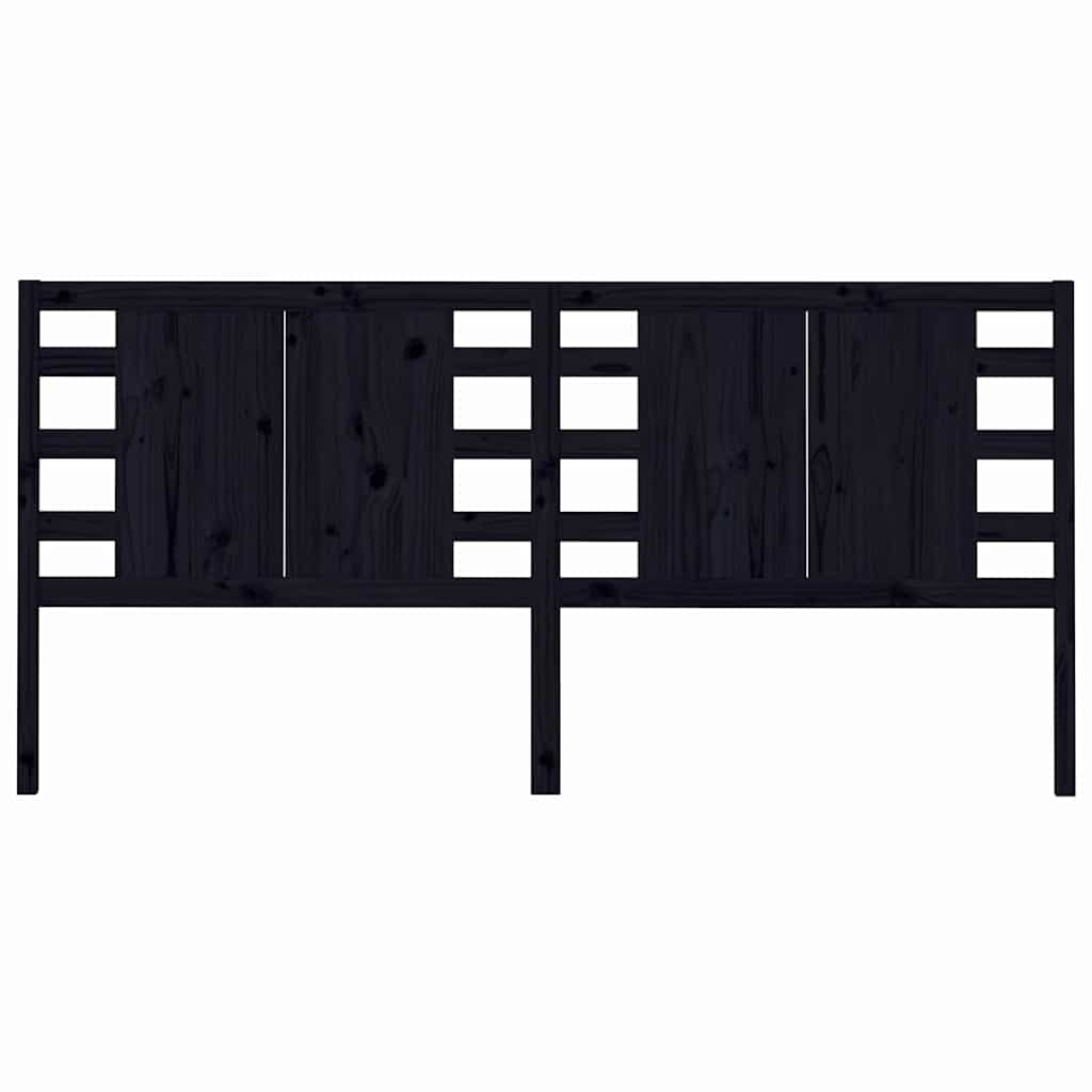 vidaXL Headboard | Black | Solid Pine Wood | 166x4x100 cm | Decorative Inlays 3