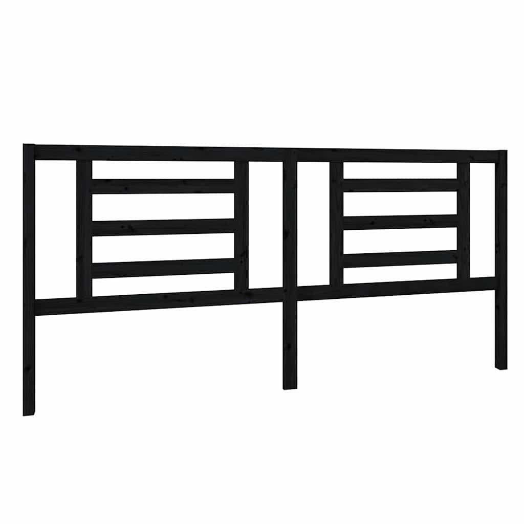 818844 vidaXL Bed Headboard Black 206x4x100 cm Solid Pine Wood 2
