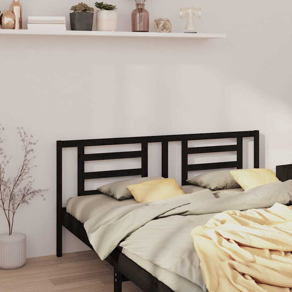 818844 vidaXL Bed Headboard Black 206x4x100 cm Solid Pine Wood 3