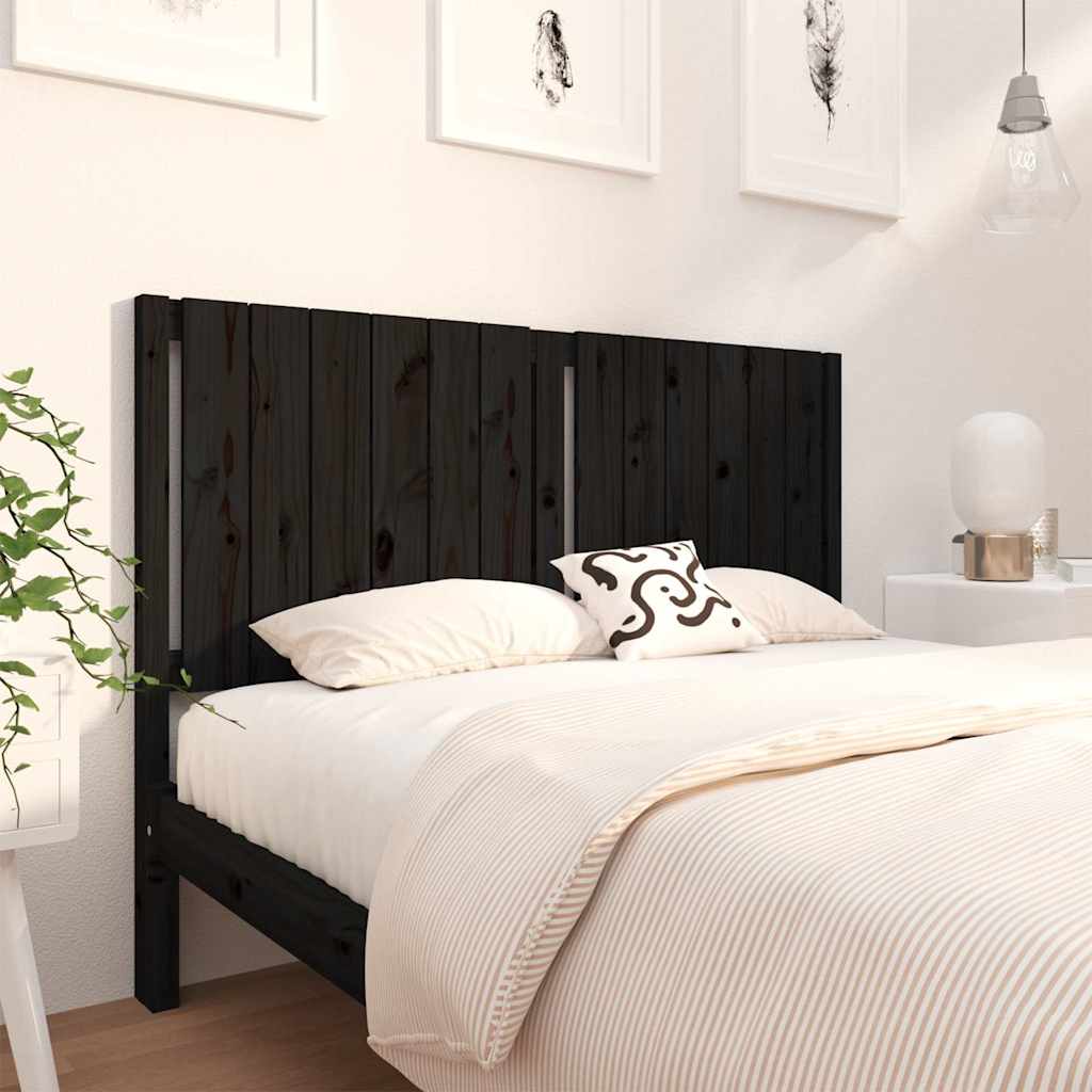 vidaXL Bed Headboard | Black | Solid pinewood | 145.5x4x100 cm | Bed Headboard 1