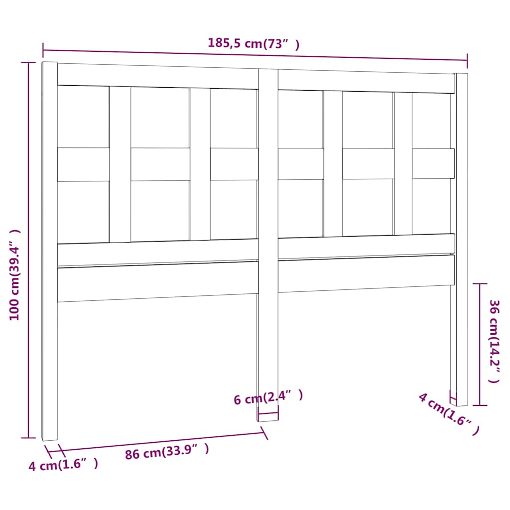 vidaXL Bed Headboard | Honey brown | Solid Pine Wood | Standard 6
