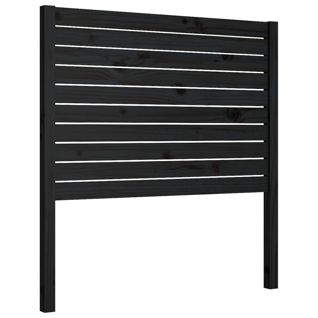 vidaXL Bed Headboard | Black | Solid Pine Wood | 81x100 cm | Decorative Inlays 2