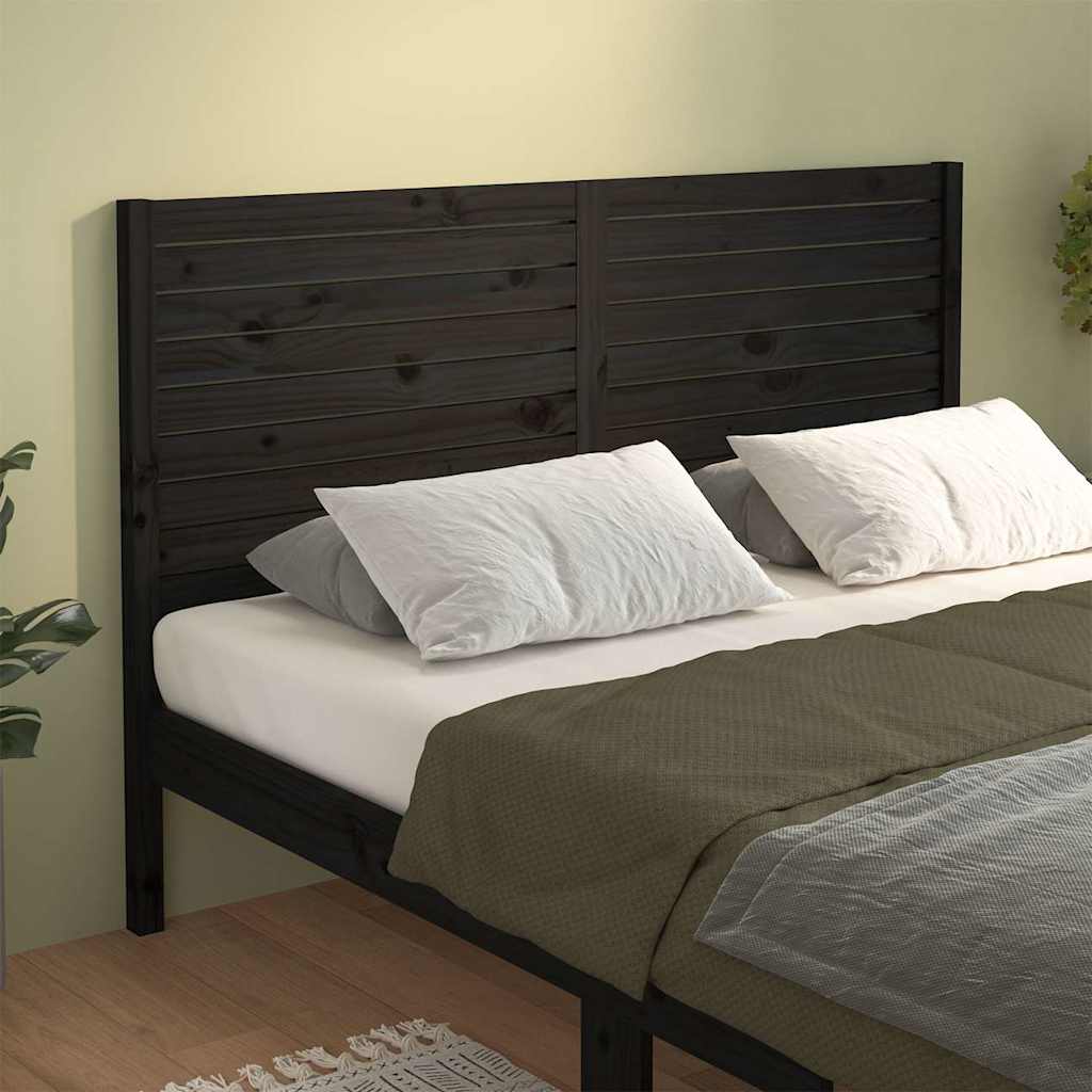 vidaXL Bed Headboard | Black | Solid Pine Wood | 126 x 4 x 100 cm 1