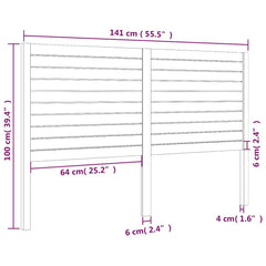 vidaXL Bed Headboard 141x4x100 cm Solid Wood Pine 6
