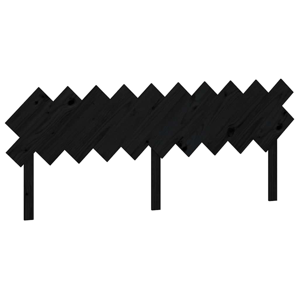 vidaXL Bed Headboard | Black | Solid Pine Wood | Standard | Decorative Inlays 2