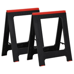 152104 vidaXL Foldable Work Trestles 2 pcs Black and Red Polypropylene 350 kg 2