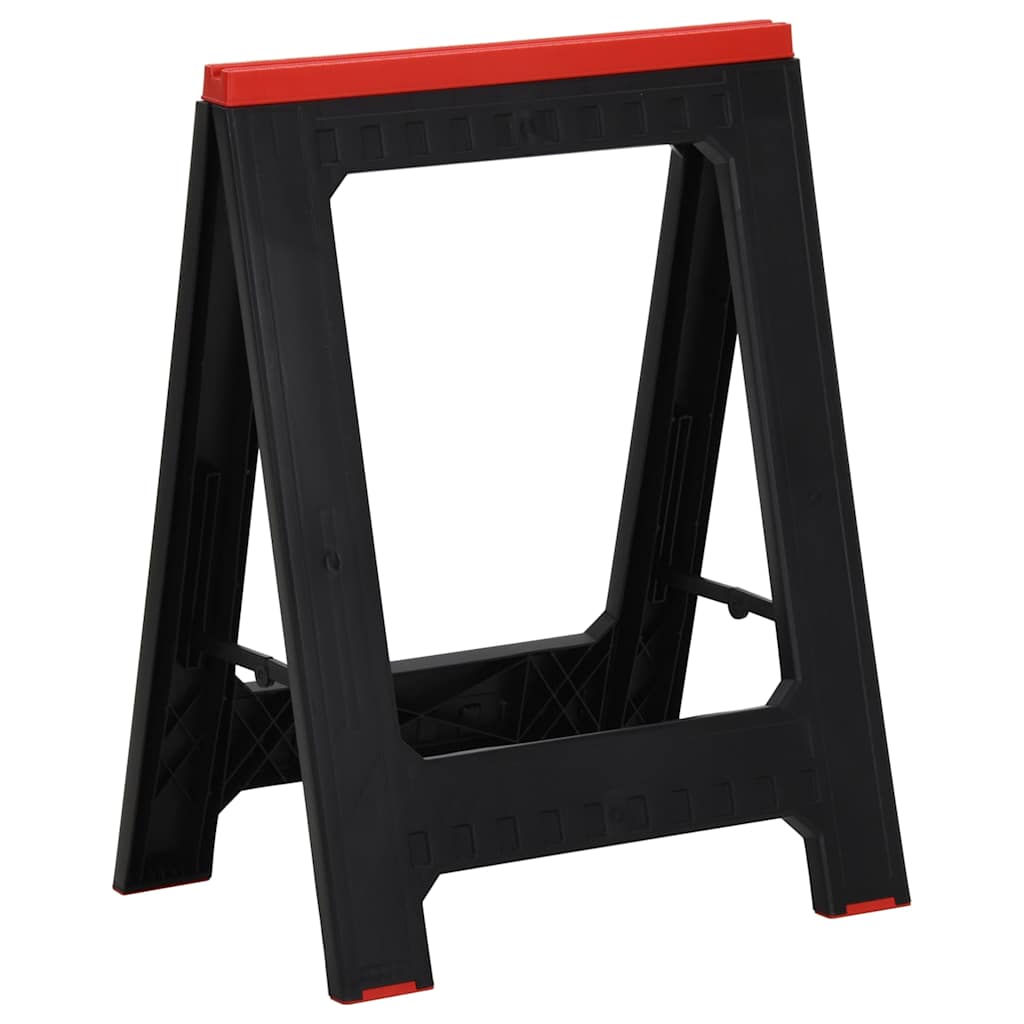 152104 vidaXL Foldable Work Trestles 2 pcs Black and Red Polypropylene 350 kg 3