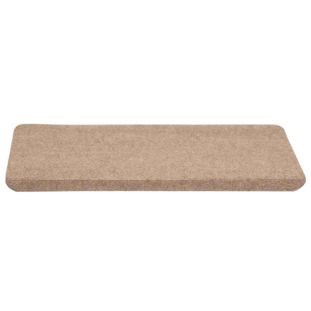 vidaXL Stair Mats Self-adhesive 15 pcs 65x24.5x3.5 cm Beige 4