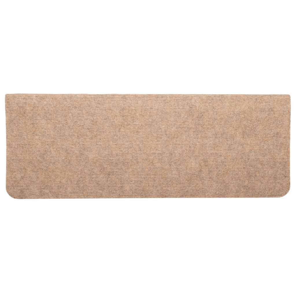 vidaXL Stair Mats Self-adhesive 15 pcs 65x24.5x3.5 cm Beige 6
