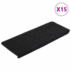 vidaXL Stair Mats Self-adhesive 15 pcs 65x24.5x3.5 cm Black 2