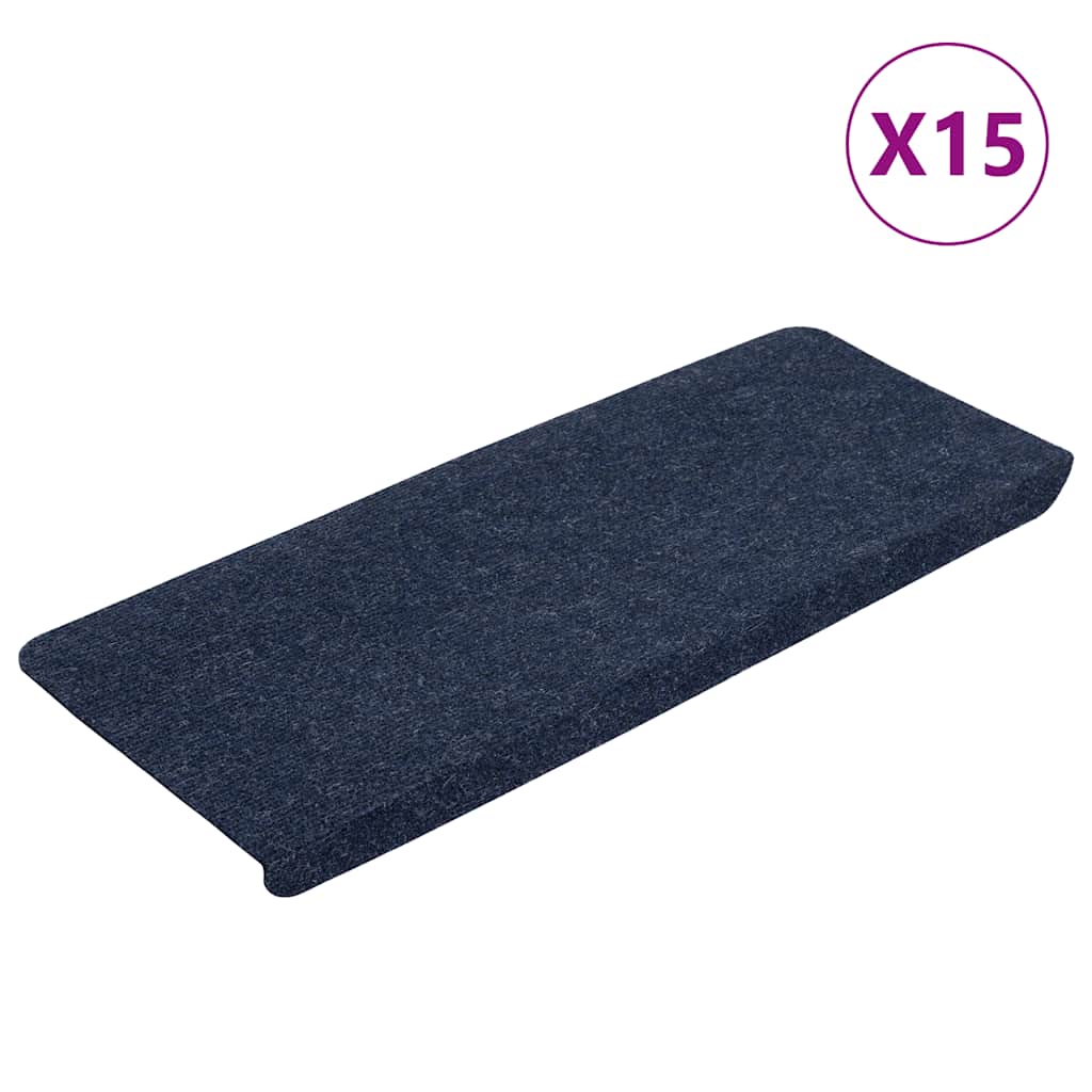 vidaXL Stair Mats Self-adhesive 15 pcs 65x24.5x3.5 cm Blue 2