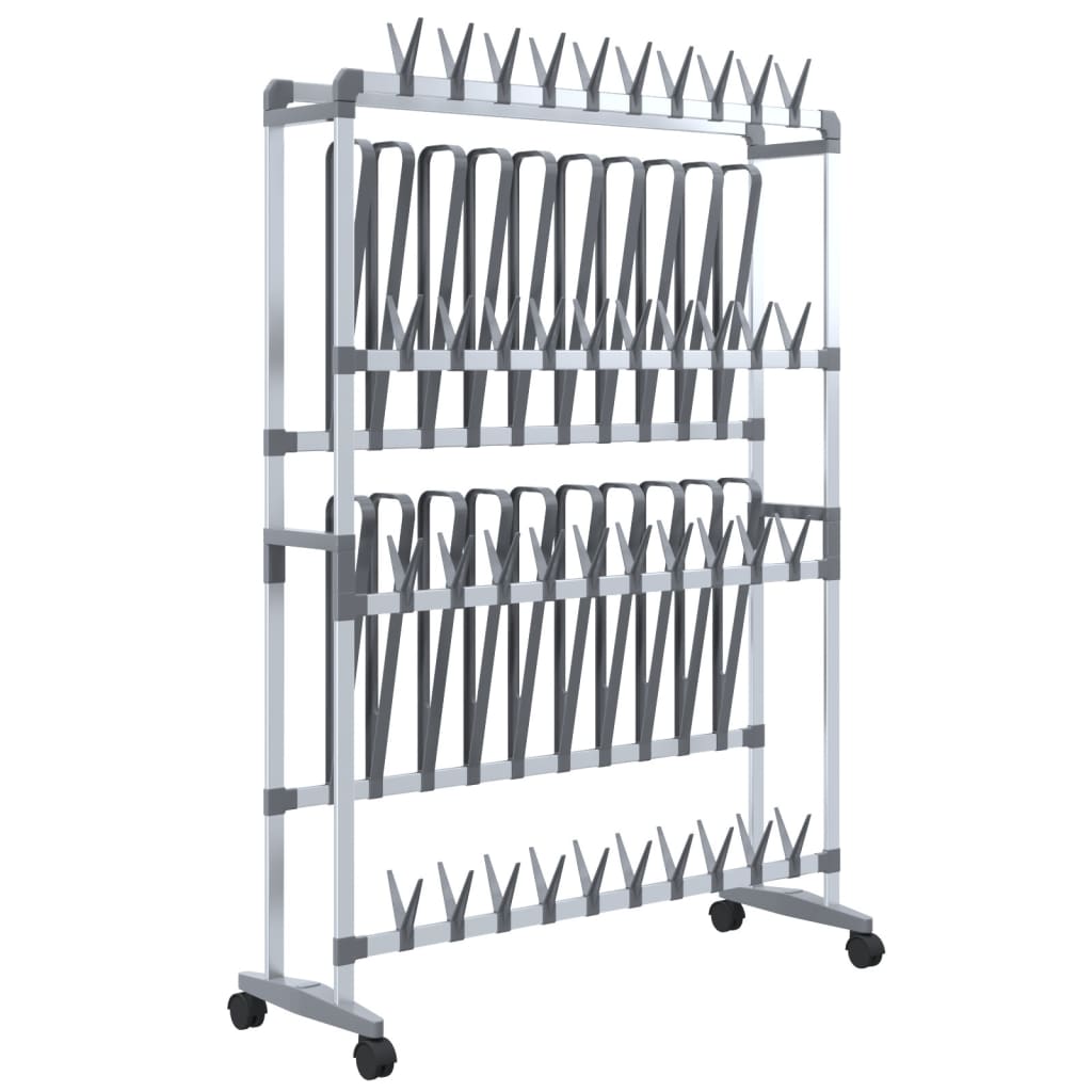 vidaXL Shoe Rack | Silver | Aluminium, PS, PE | Medium | Rollable | Shoe Rack 2