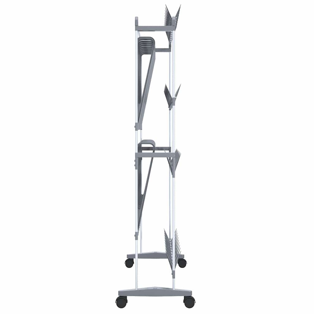 vidaXL Shoe Rack | Silver | Aluminium, PS, PE | Medium | Rollable | Shoe Rack 4