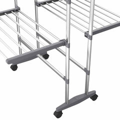 vidaXL 2-Tier Laundry Drying Rack with Wheels Silver 60x70x106 cm 6