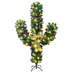 Christmas Cactus with Stand and LED Green PVC 150 cm