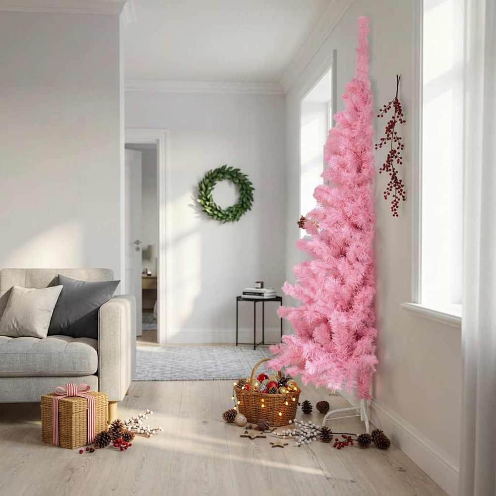 Artificial Half Christmas Tree with Stand PVC 240 cm Pink