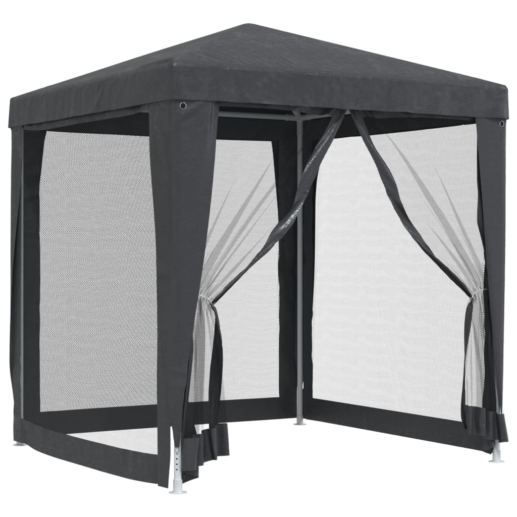 vidaXL Party Tent with 4 Mesh Sidewalls Anthracite 2x2 m HDPE 2
