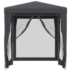 vidaXL Party Tent with 4 Mesh Sidewalls Anthracite 2x2 m HDPE 3