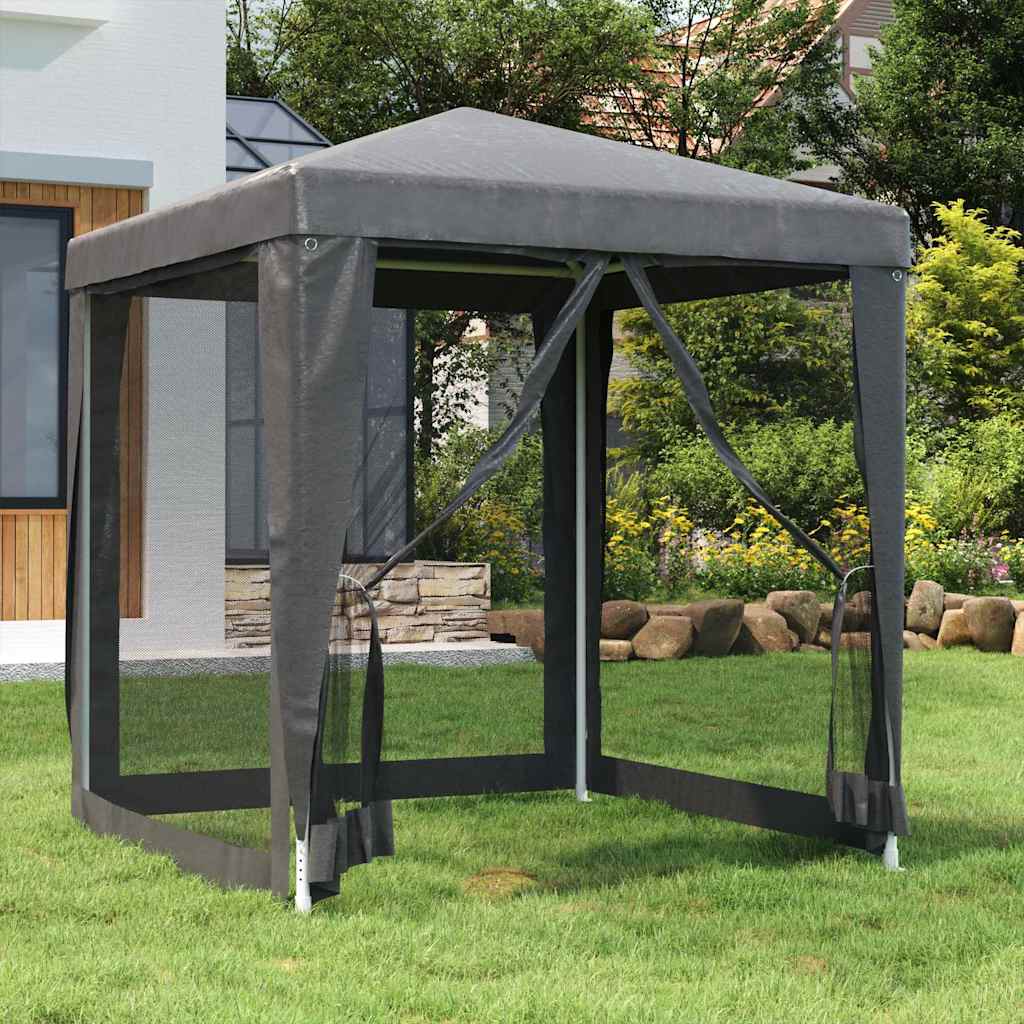 Party Tent with 4 Mesh Sidewalls 2x2 m HDPE with 4 sidewalls Width 2 m Anthracite