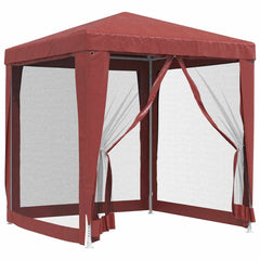 Party Tent with 4 Mesh Sidewalls 2x2 m HDPE with 4 sidewalls Width 2 m Red