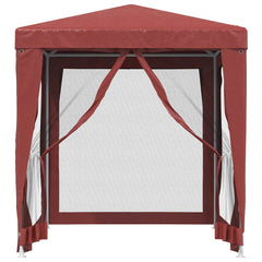 Party Tent with 4 Mesh Sidewalls 2x2 m HDPE with 4 sidewalls Width 2 m Red