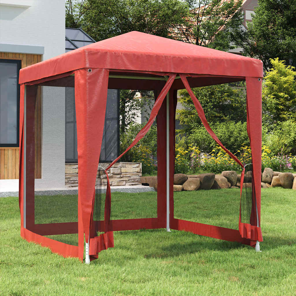 Party Tent with 4 Mesh Sidewalls 2x2 m HDPE with 4 sidewalls Width 2 m Red