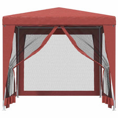 vidaXL Party Tent with 4 Mesh Sidewalls Red 2.5x2.5 m HDPE 3