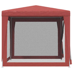 vidaXL Party Tent with 4 Mesh Sidewalls Red 2.5x2.5 m HDPE 4