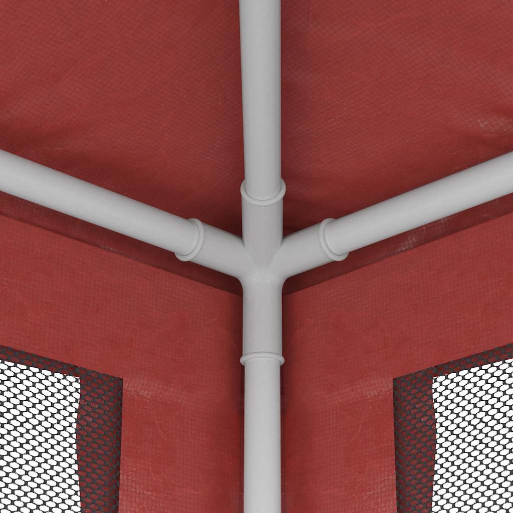 vidaXL Party Tent with 4 Mesh Sidewalls Red 2.5x2.5 m HDPE 6