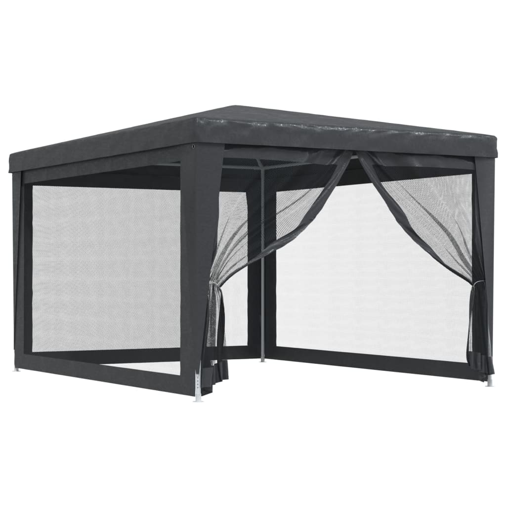 vidaXL Party Tent with 4 Mesh Sidewalls Anthracite 3x4 m HDPE 2
