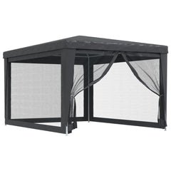 vidaXL Party Tent with 4 Mesh Sidewalls Anthracite 3x4 m HDPE 2