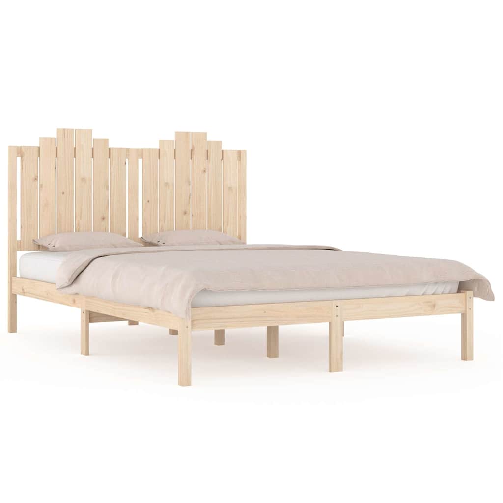 vidaXL Bed Frame without Mattress Solid Wood Double 2