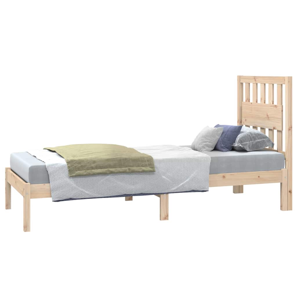 Bed Frame without Mattress Solid Wood Length 190 cm Natural 75 cm