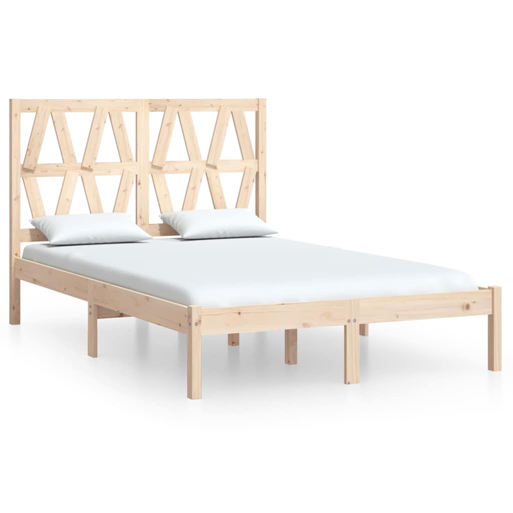 Bed Frame without Mattress Solid Wood Length 200 cm Natural 120 cm