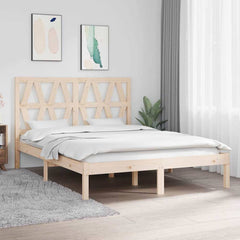 Bed Frame without Mattress Solid Wood Length 200 cm Natural 140 cm