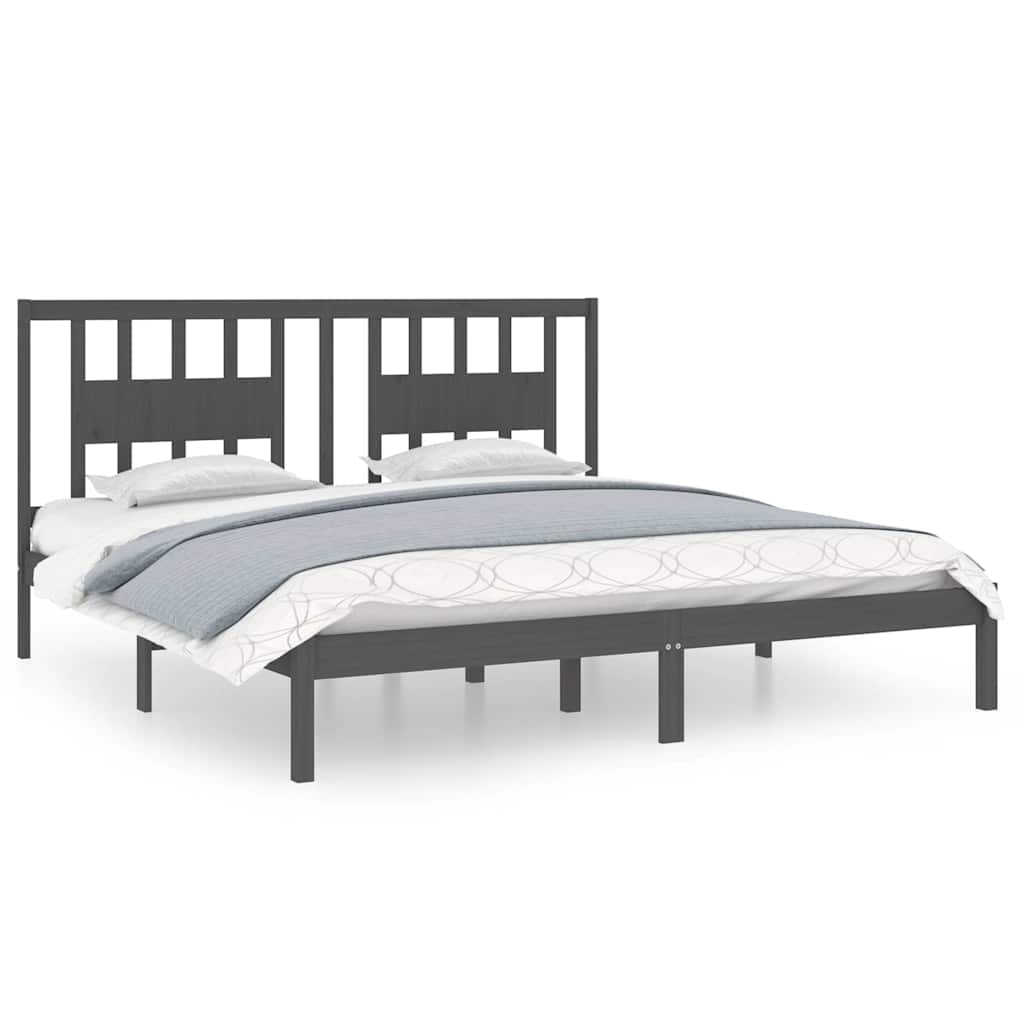 vidaXL Bed Frame without Mattress Grey Solid Wood 200x200 cm 2