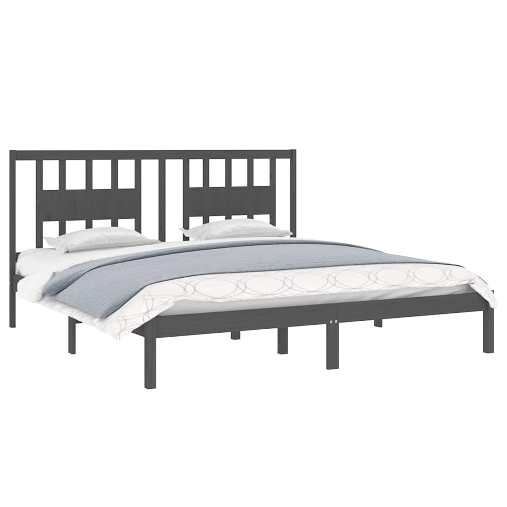 vidaXL Bed Frame without Mattress Grey Solid Wood 200x200 cm 3