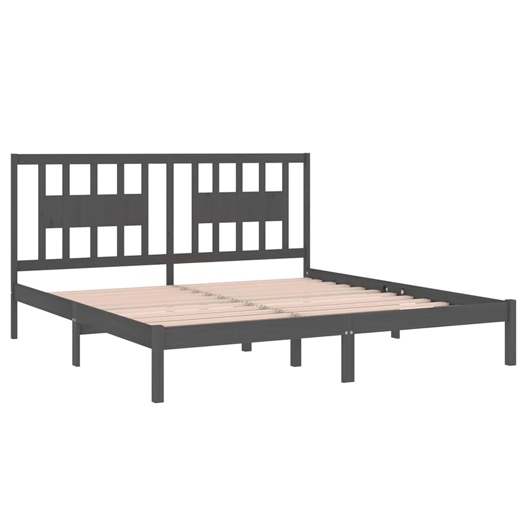vidaXL Bed Frame without Mattress Grey Solid Wood 200x200 cm 4