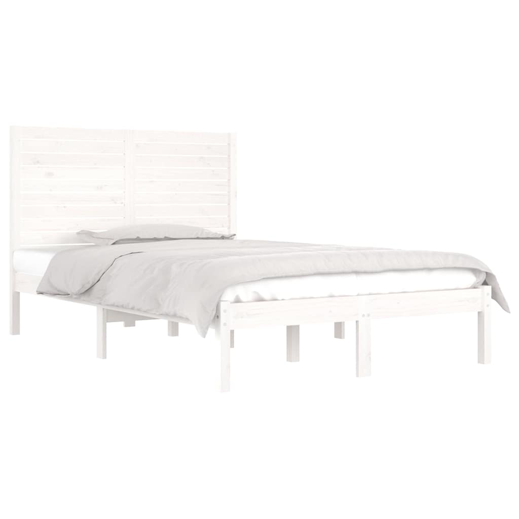 vidaXL Bed Frame without Mattress White 135x190 cm Solid Wood 3