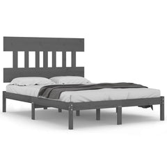 vidaXL Bed Frame without Mattress Grey 200x200 cm Solid Wood 2