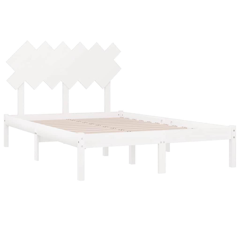 vidaXL Bed Frame without Mattress White 135x190 cm Solid Wood 4
