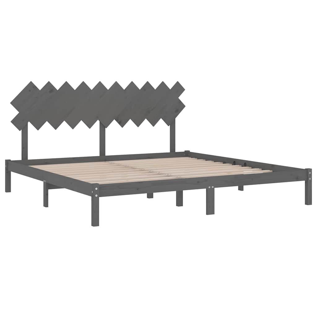 vidaXL Bed Frame without Mattress Grey 200x200 cm Solid Wood 4